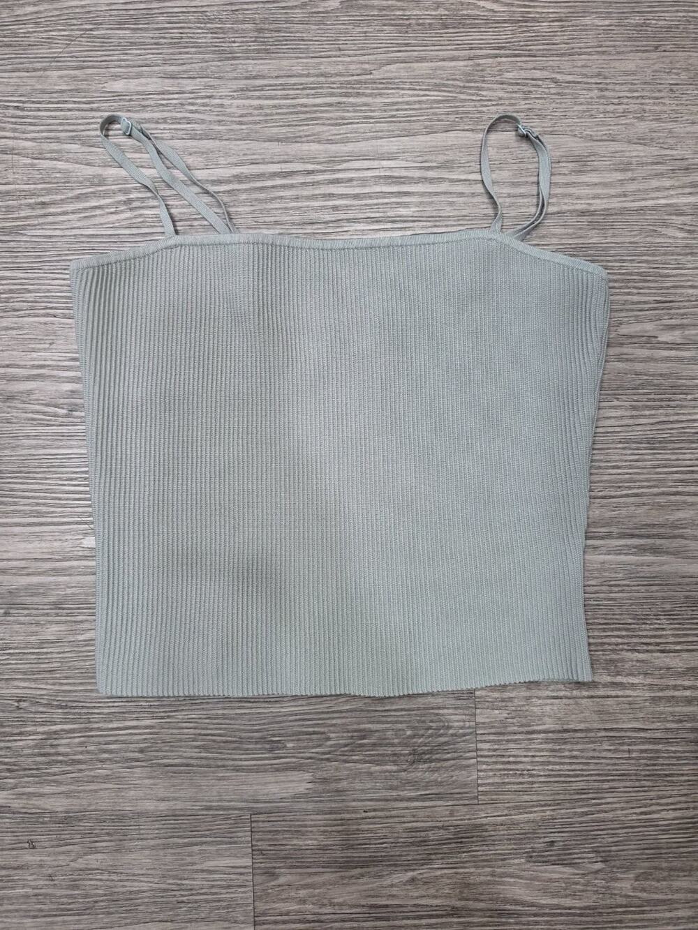 Aritzia Babaton Sculpt Knit Squareneck Camisole Tank Top Sage Green Women's XL